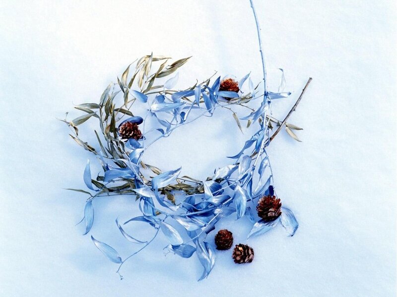 Wreath of Blue Leaves