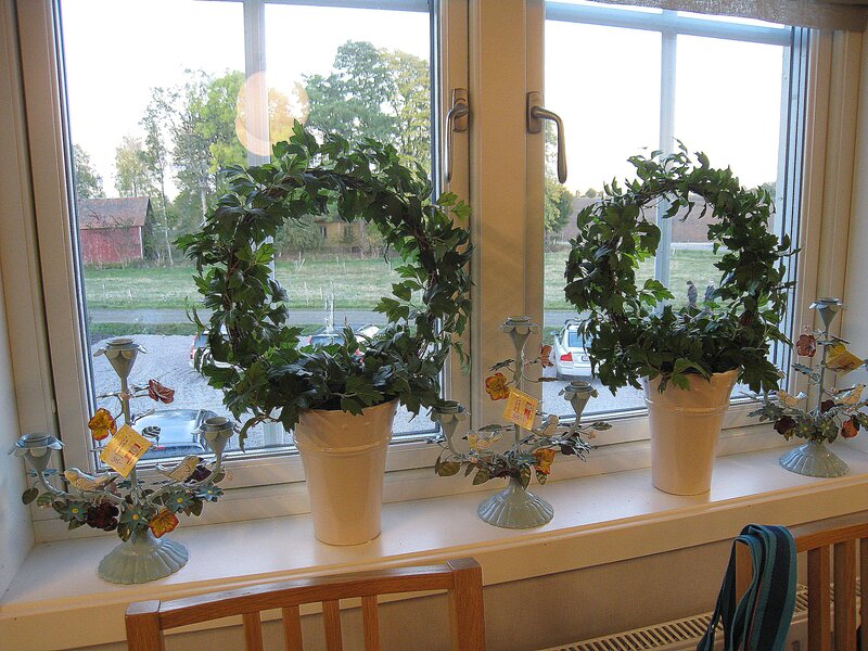Wreaths on Windowsill