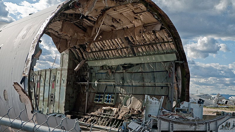 Wrecked aircraft fuselage