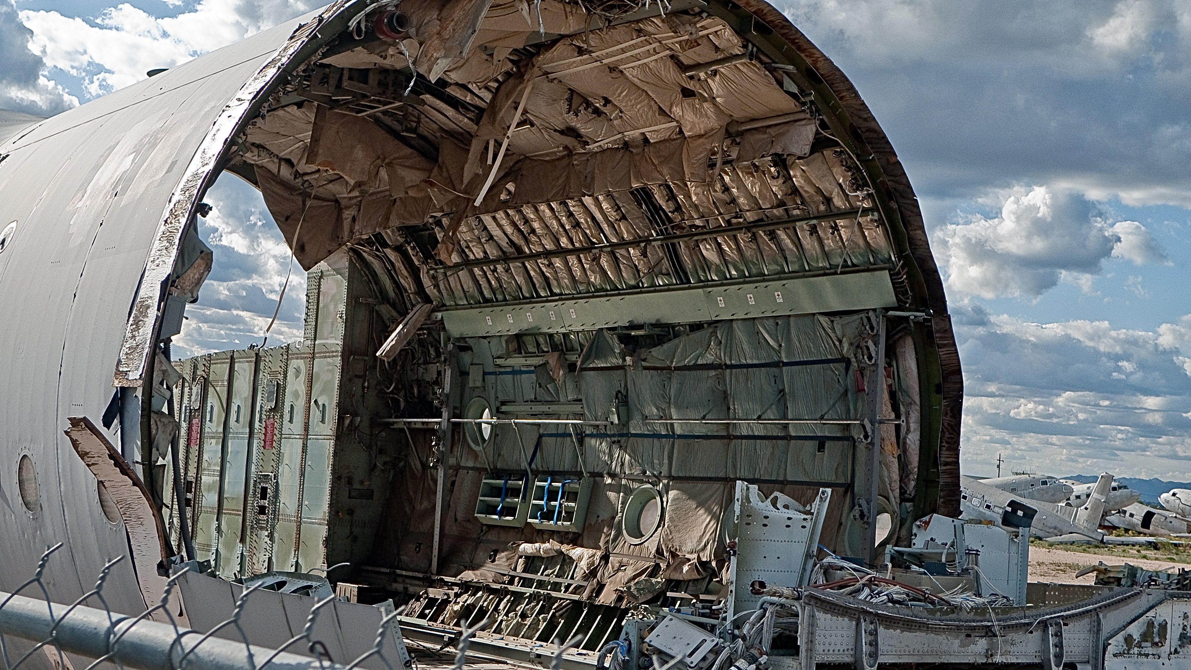 Wrecked aircraft fuselage