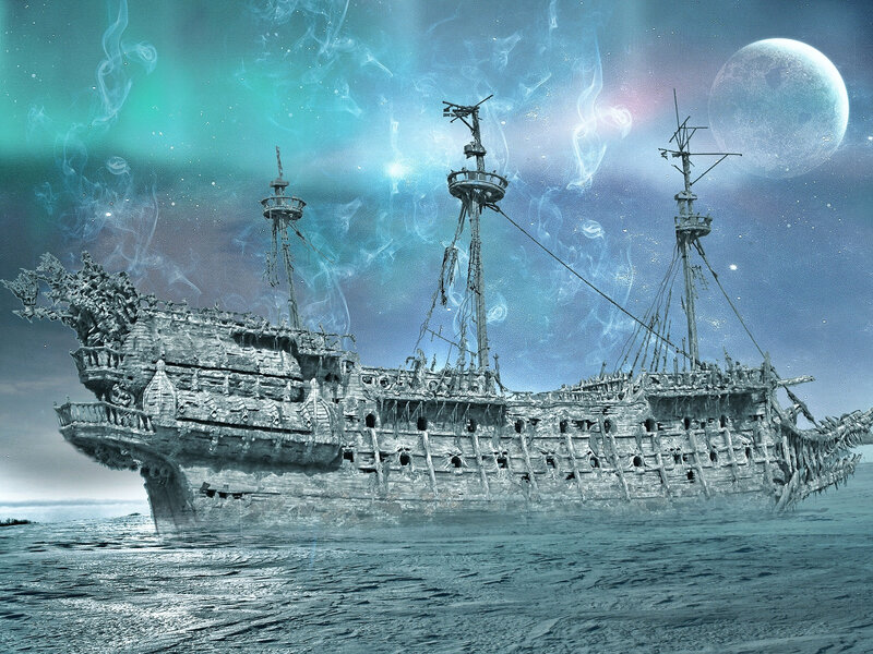Wrecked Ship in Water