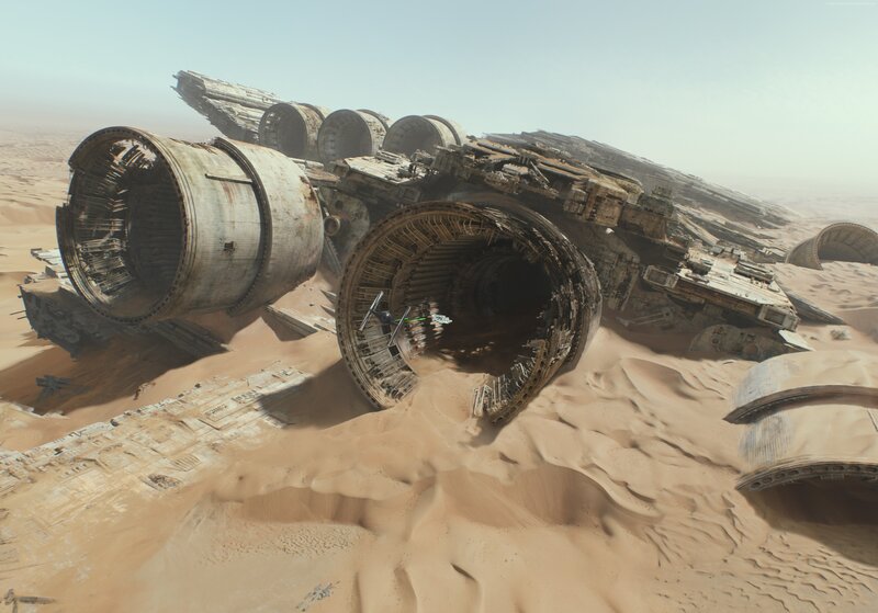 Wrecked Spaceship in Desert — Brown