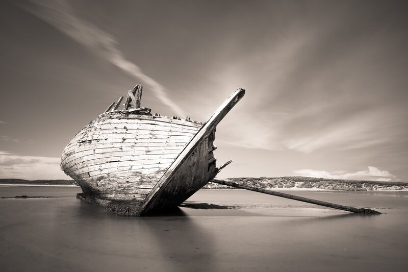 Wrecked Wooden Boat — Black