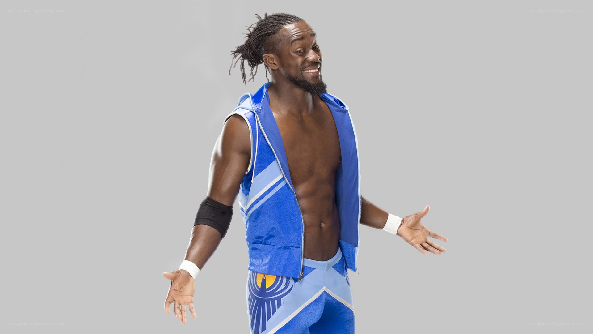 Wrestler in blue outfit