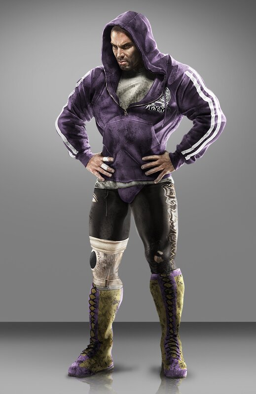 wrestler in purple hoodie
