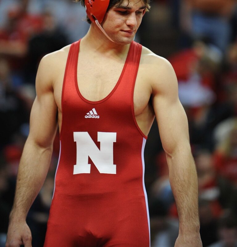 Wrestler in Red Singlet — Focused