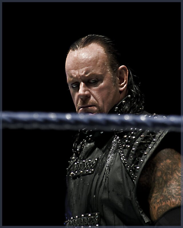 Wrestler in Ring — Black, Dramatic, Photograph