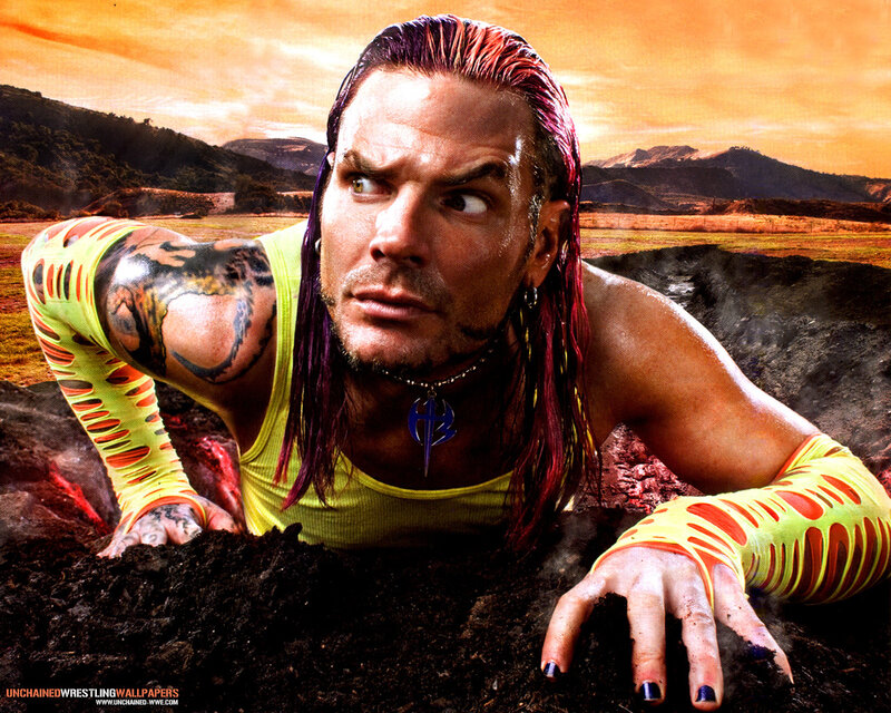wrestler in volcanic landscape