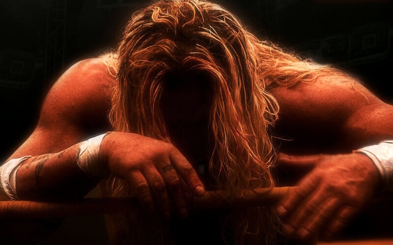 Wrestler with Long Hair — Red, Dramatic