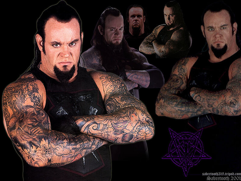 Wrestler with tattoos collage