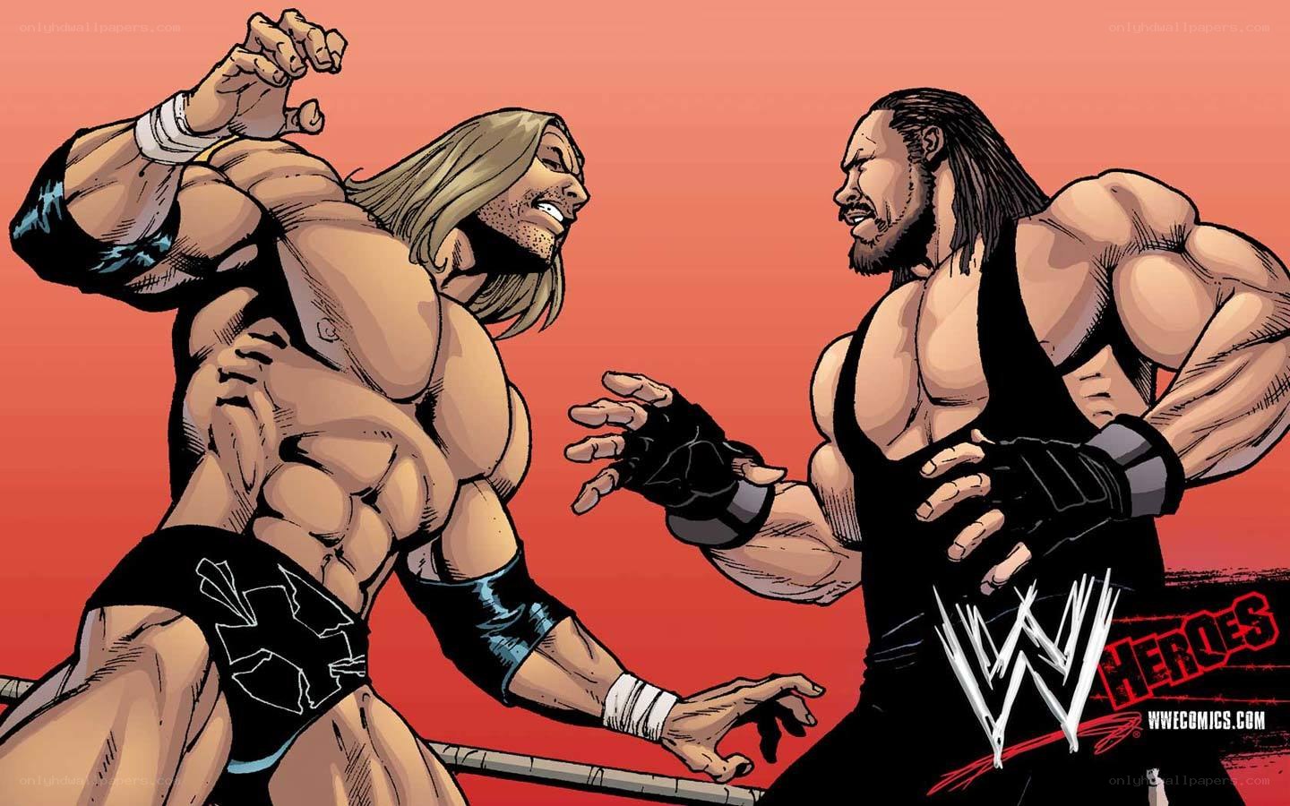 Wrestlers in comic book art