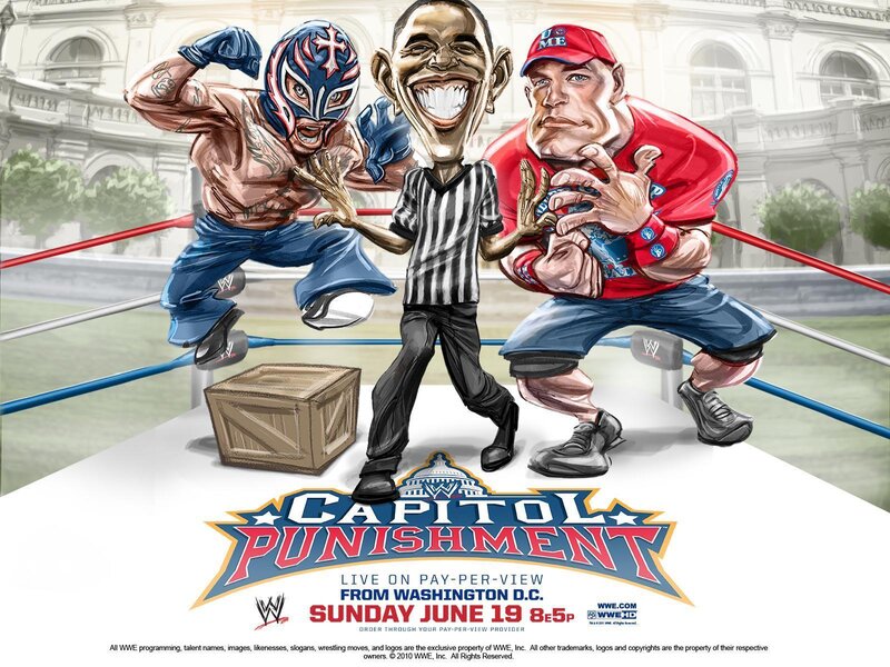 Wrestlers in Ring — Red, Dramatic