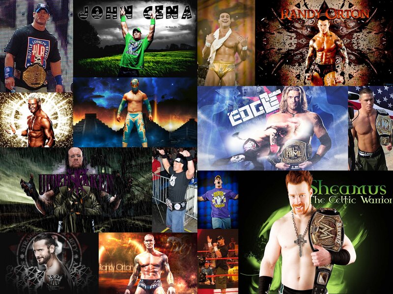 Wrestlers in Various Poses