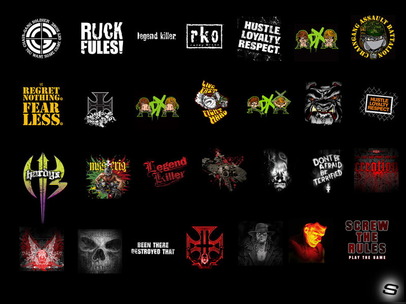 Wrestling and band logos collage
