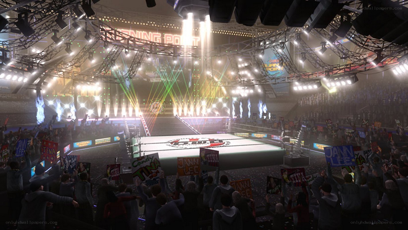Wrestling arena with crowd