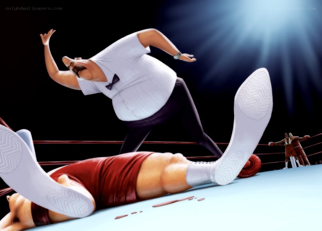 Wrestling match in ring