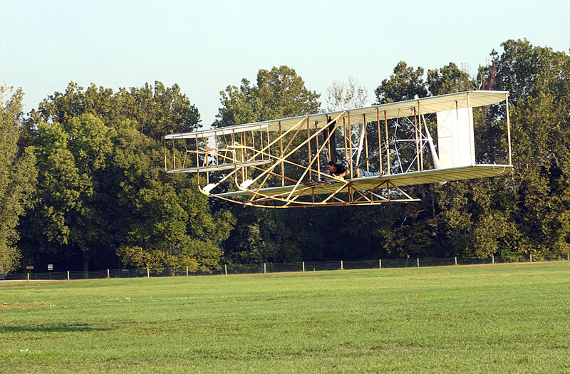 Wright Flyer replica in flight
