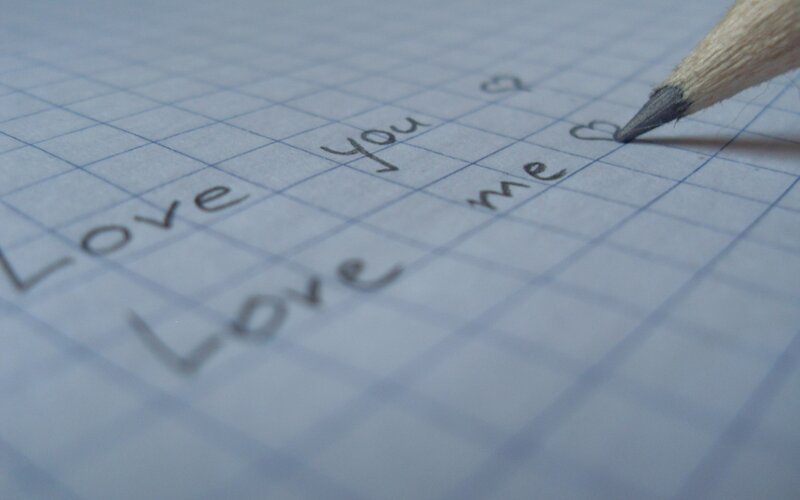 writing love on graph paper