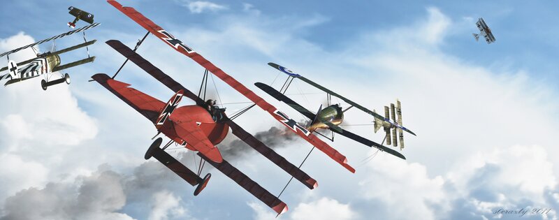 WWI Biplane Dogfight — Red