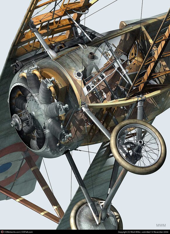 WWI biplane engine cutaway