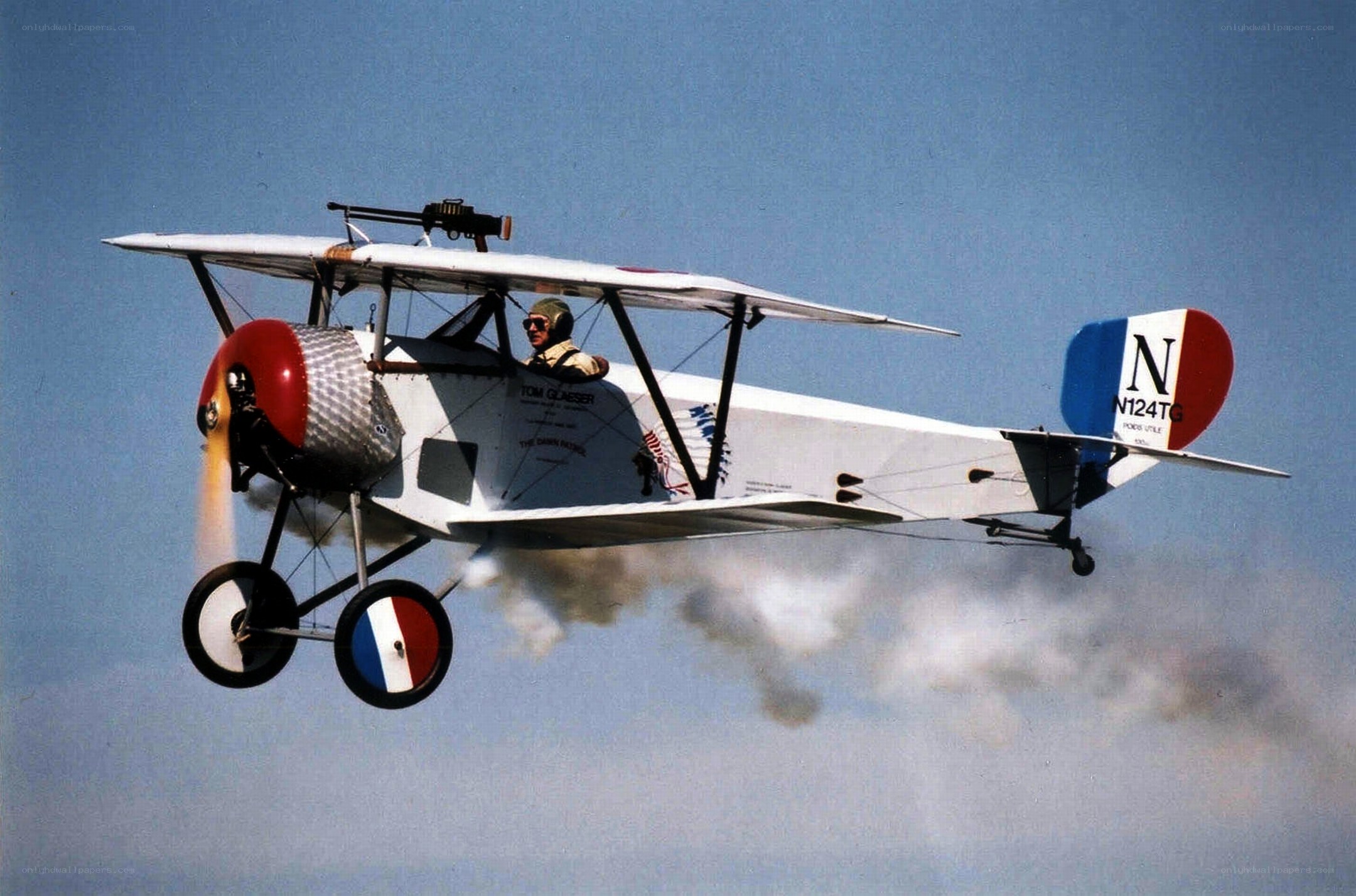 WWI biplane in flight
