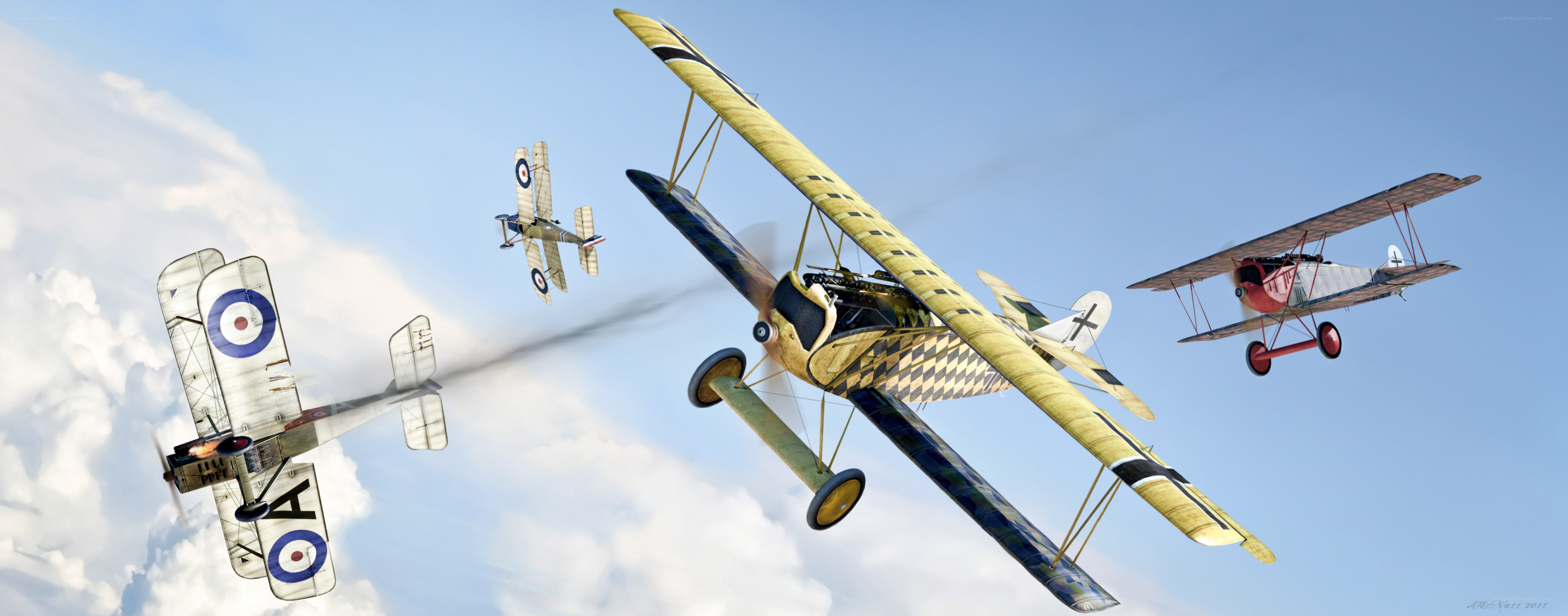 WWI biplanes in combat