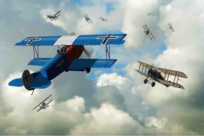 WWI dogfight in the sky