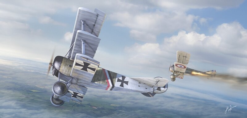 WWI dogfight over Europe
