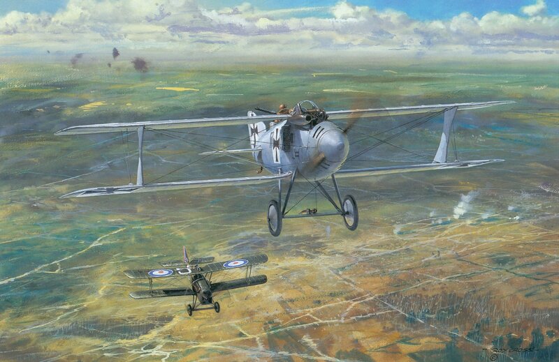 WWI dogfight over the battlefield