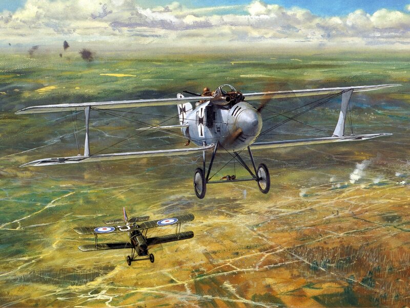 WWI dogfight over the battlefield