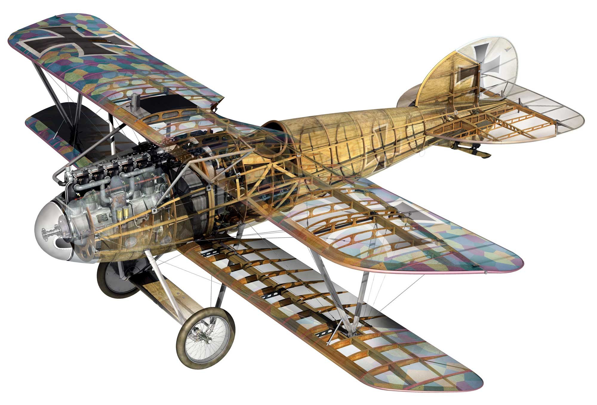 WWI German biplane cutaway