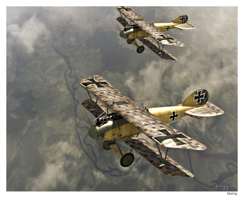 WWI German biplanes on patrol