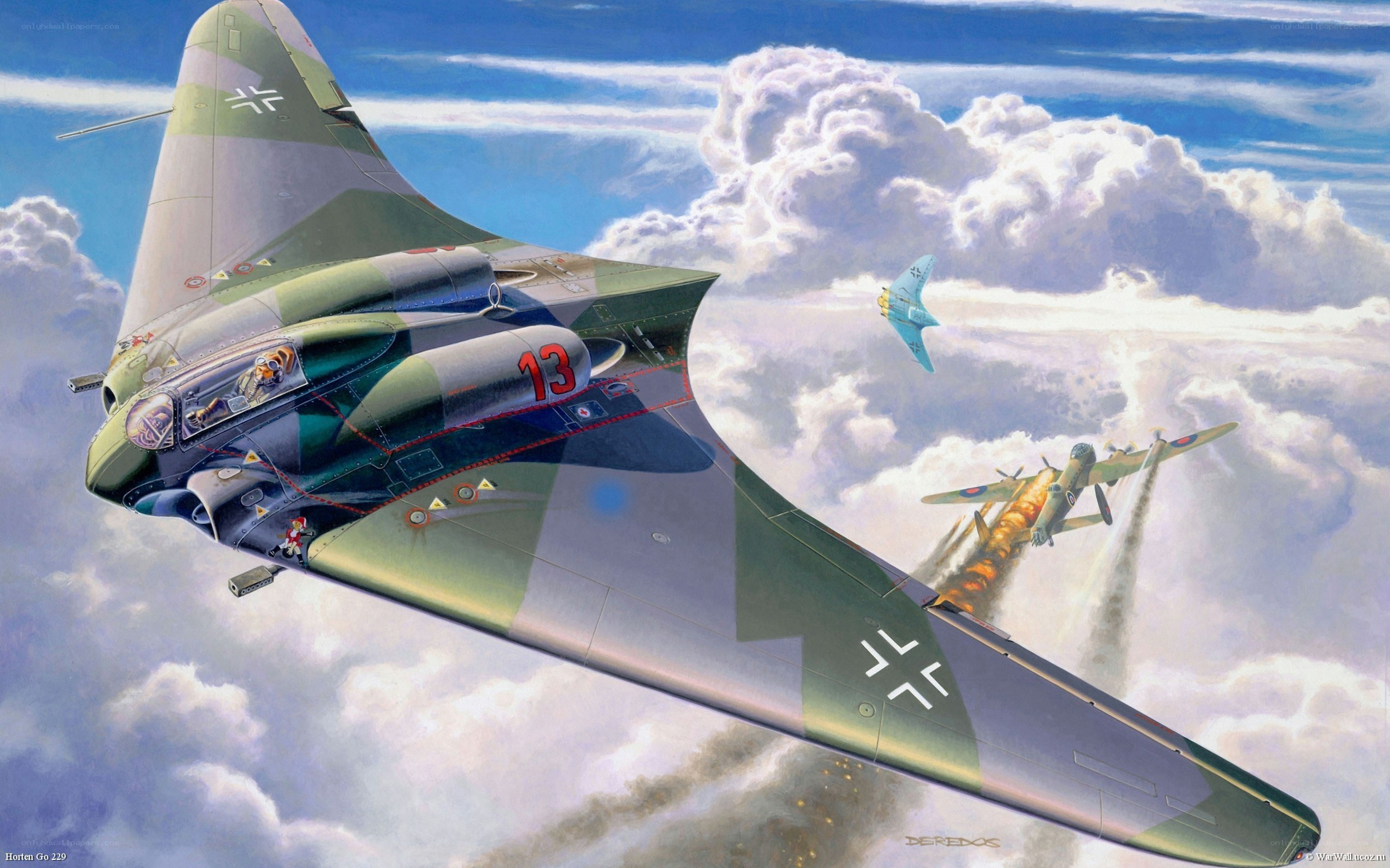 WWII aerial combat scene