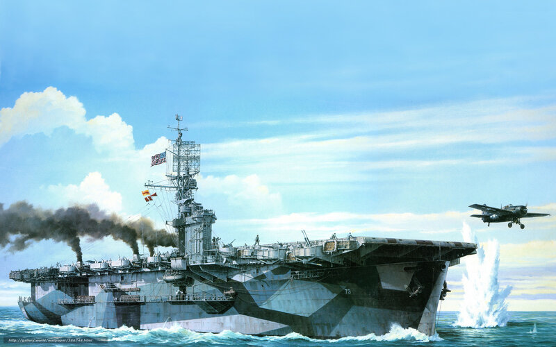 WWII aircraft carrier in action