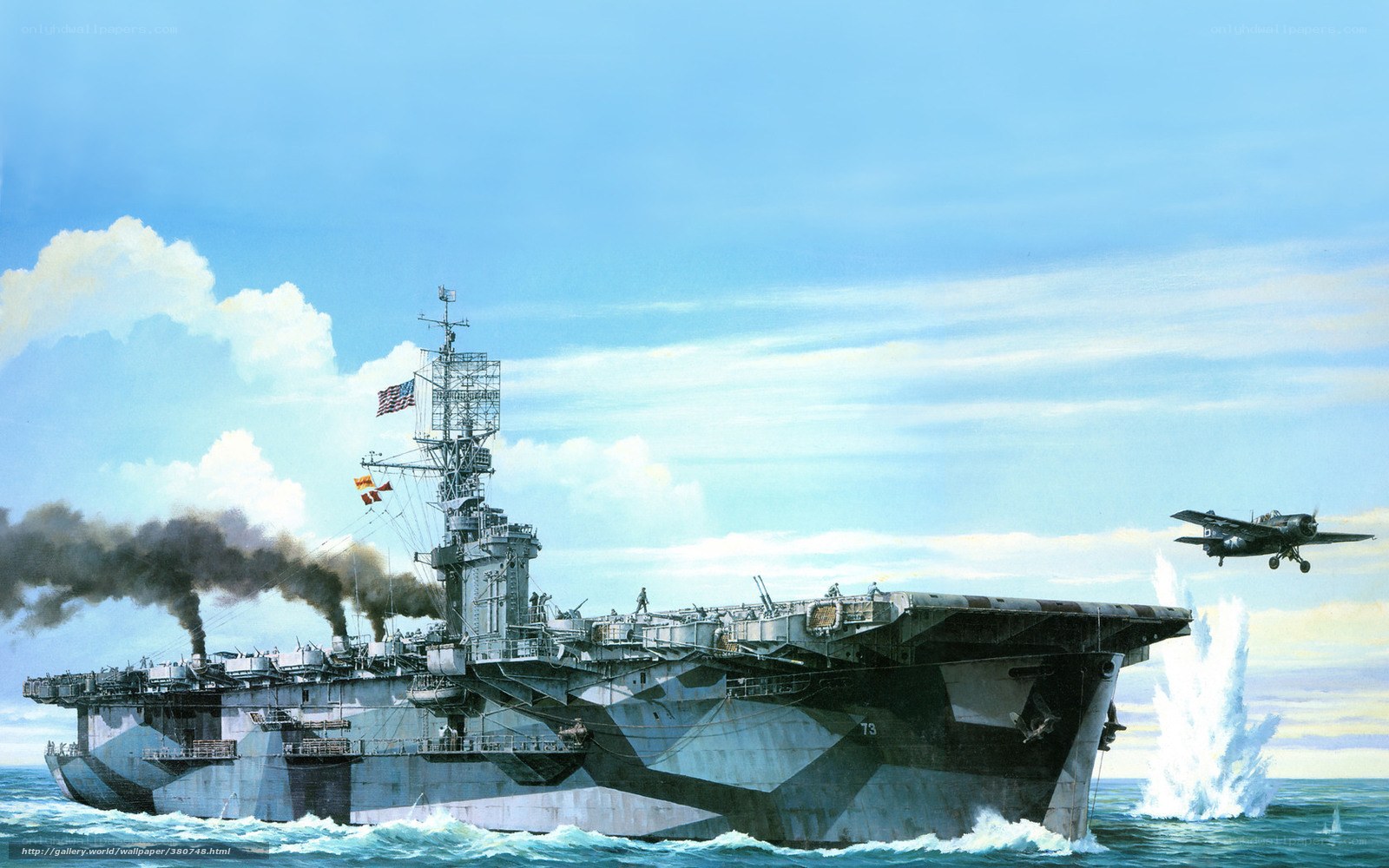 WWII aircraft carrier in action