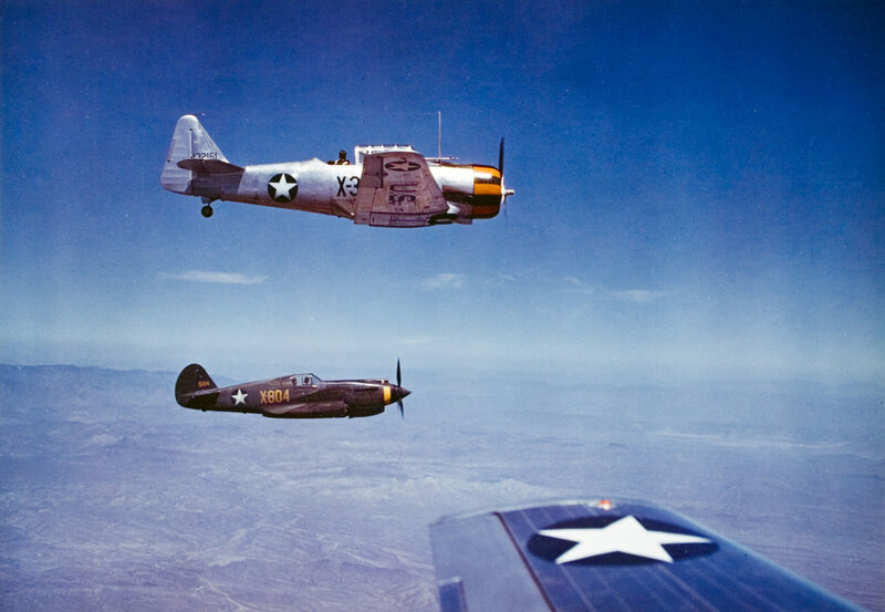 WWII aircraft in formation