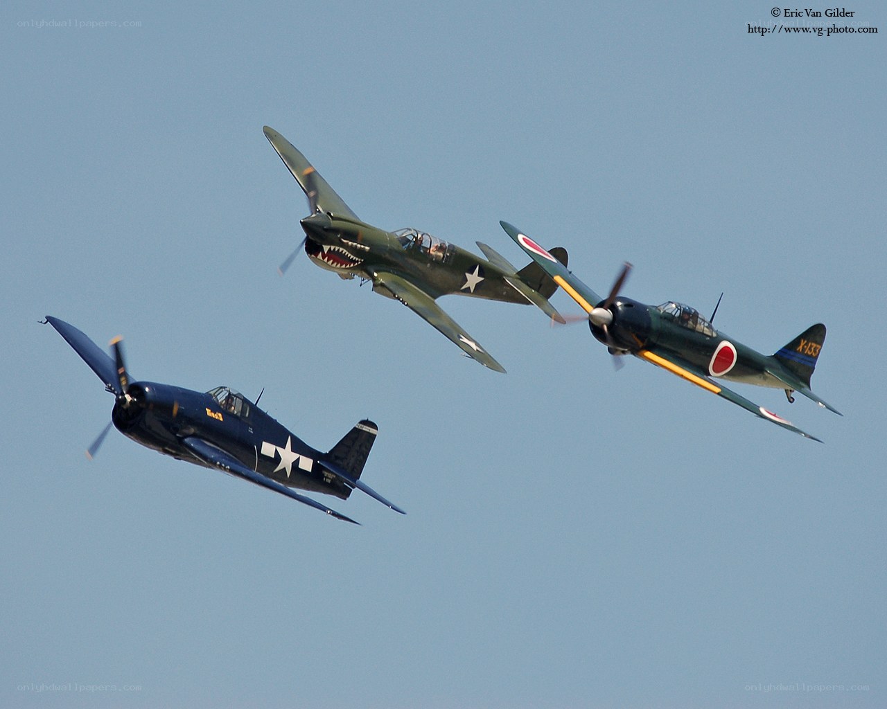 WWII aircraft in formation