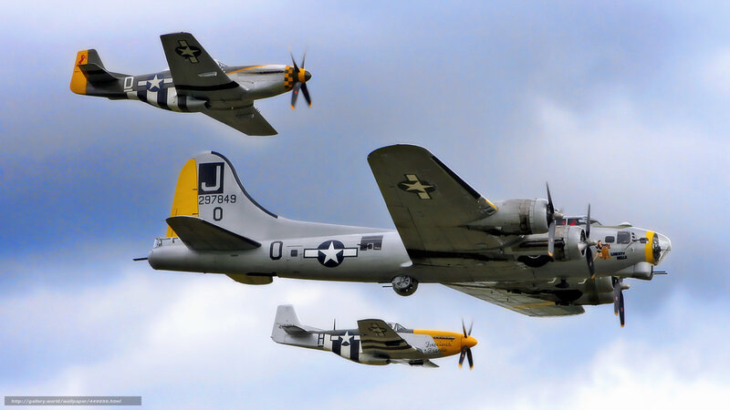 WWII Aircraft in Formation — Gray