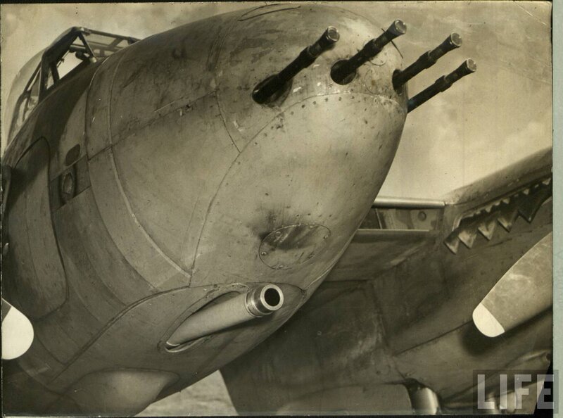 WWII aircraft nose with machine guns