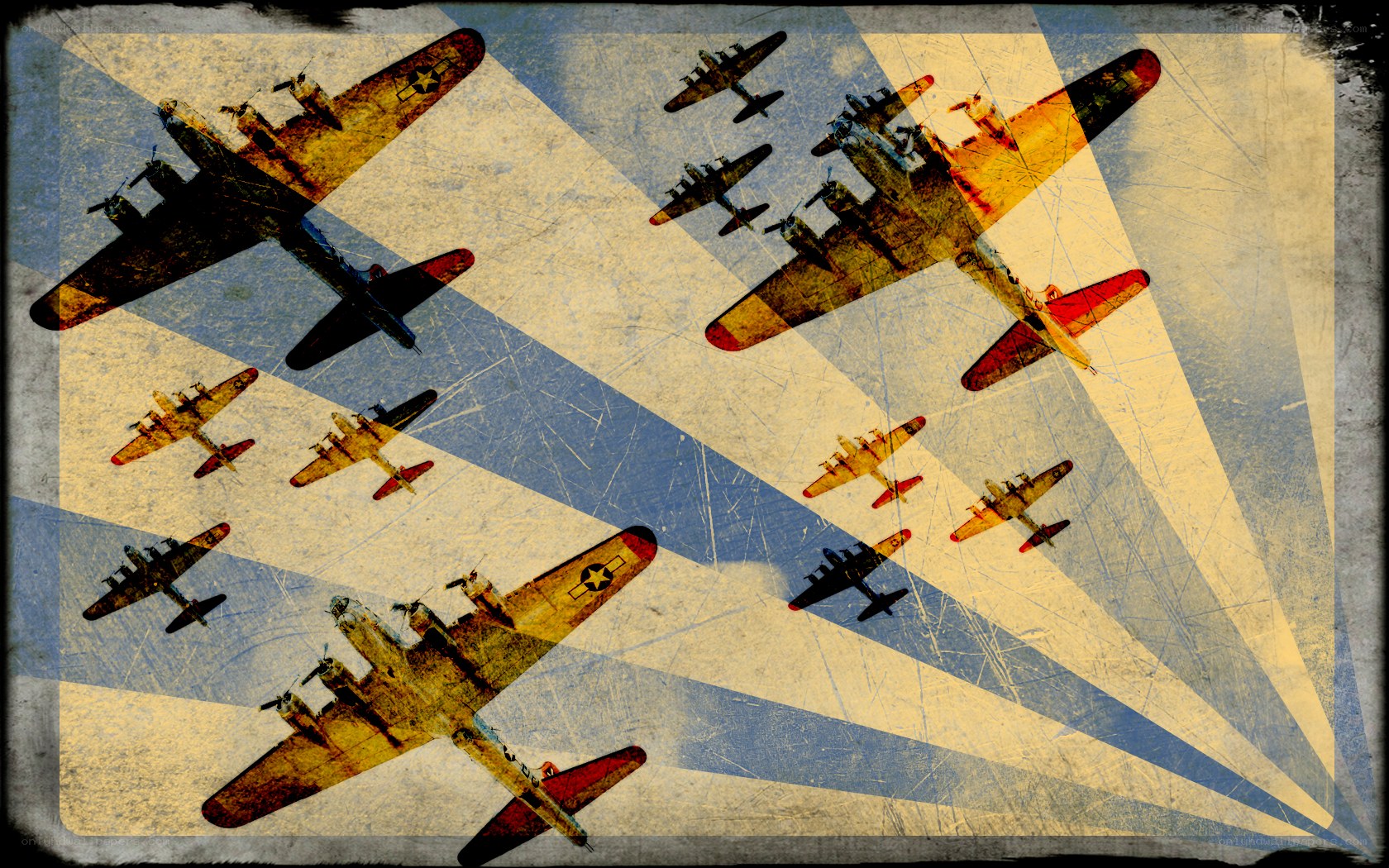 WWII bomber formation art