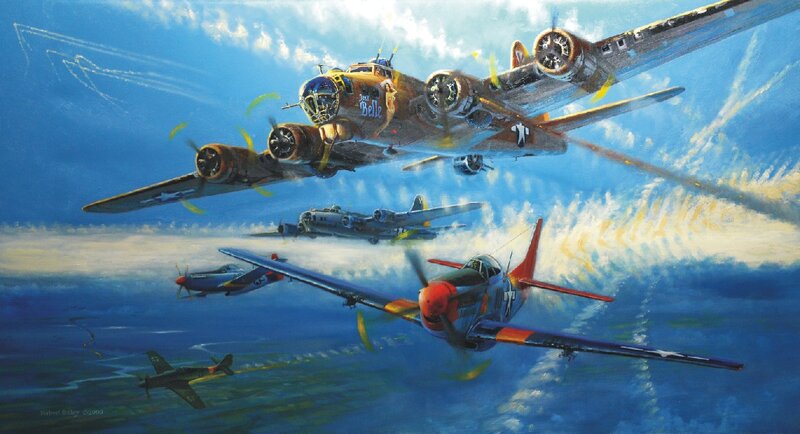 WWII Bomber Formation — Blue