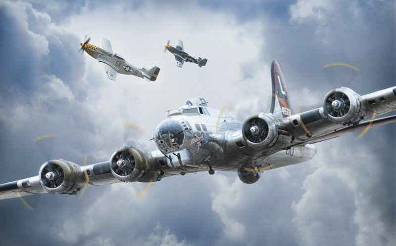WWII Bomber Formation — Gray