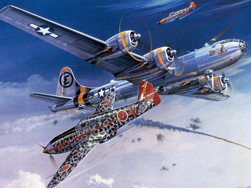 WWII bomber in combat