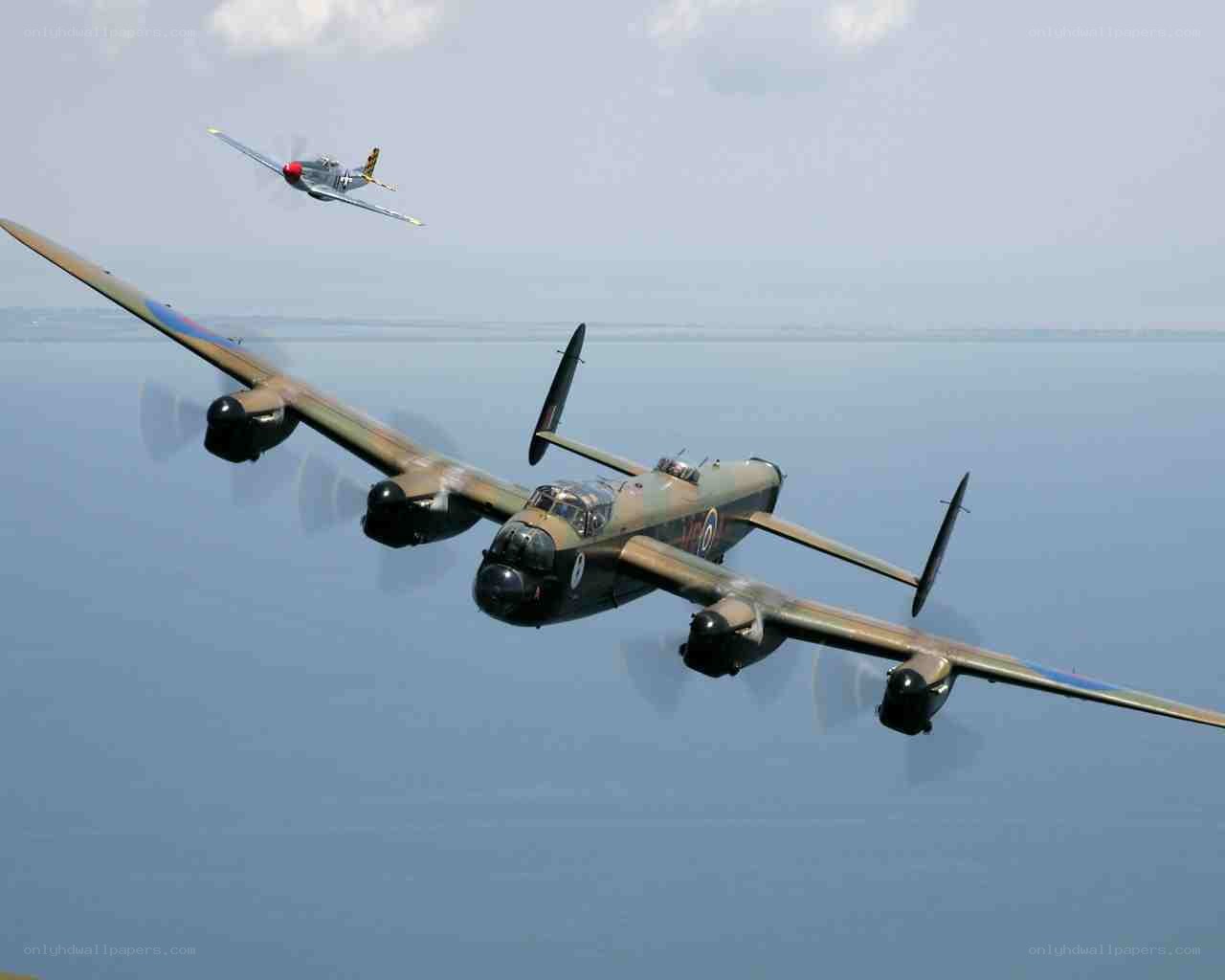 WWII bombers in flight