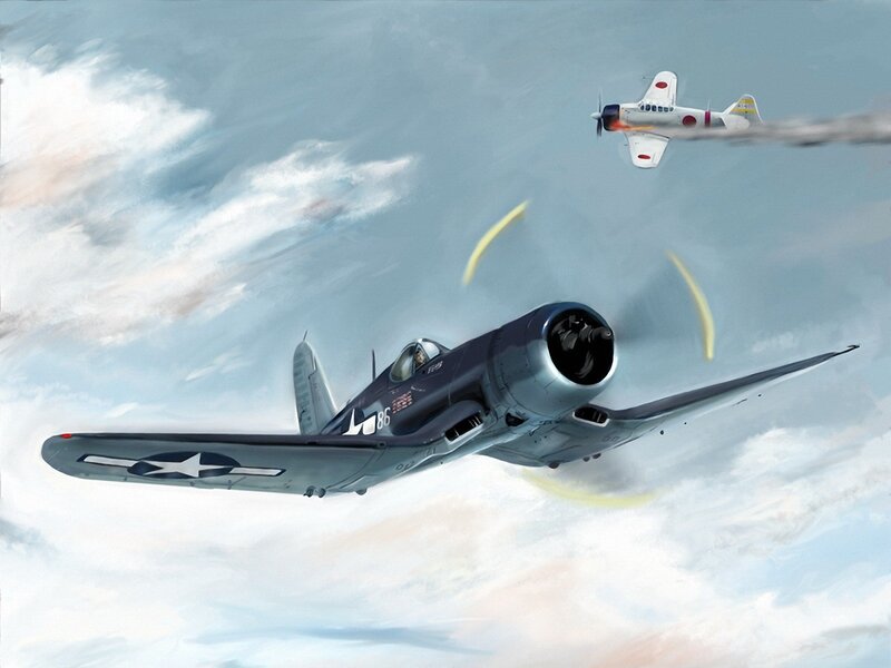 WWII dogfight between planes