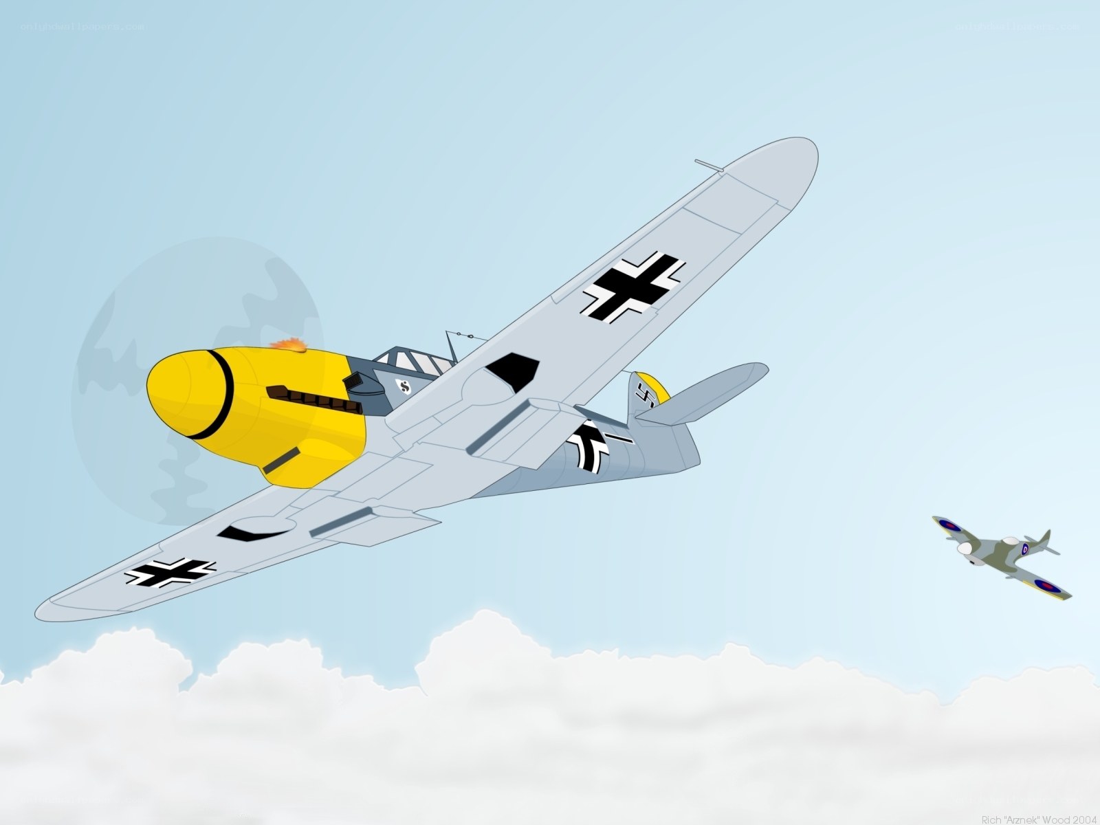 WWII dogfight illustration