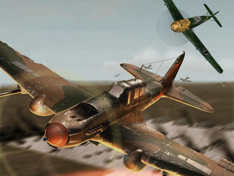 WWII dogfight in progress