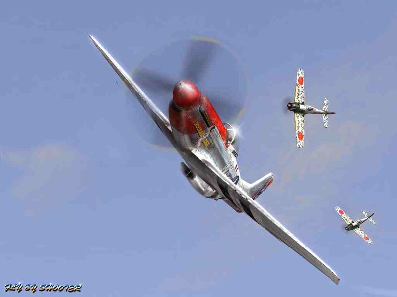 WWII dogfight in the sky