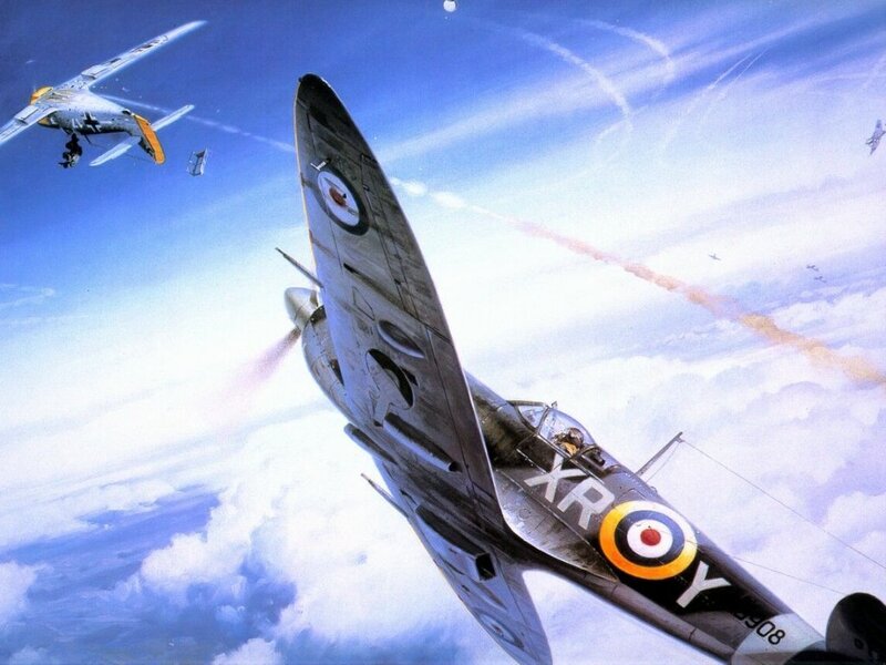 WWII dogfight in the sky