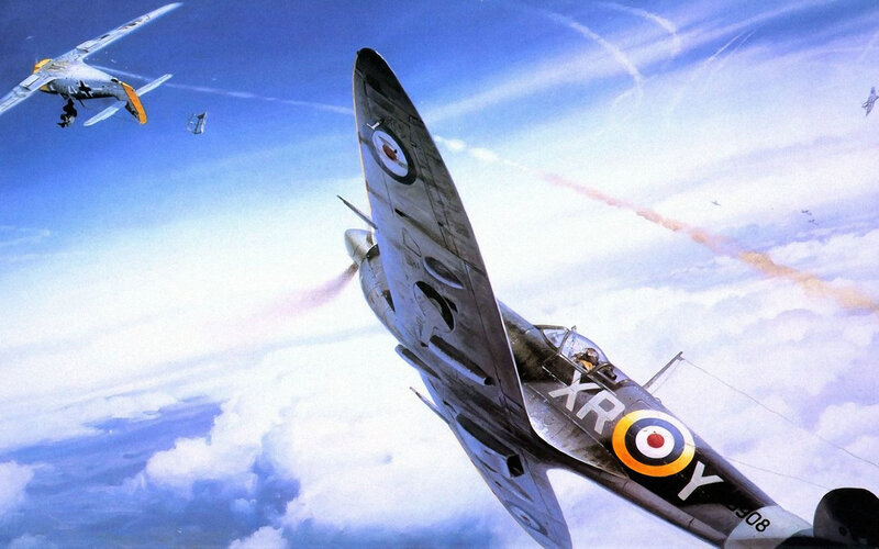 WWII dogfight in the sky